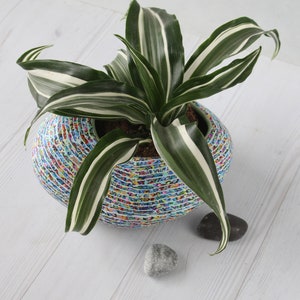 Colorful Pebble Shape Indoor Planter Medium Size, Drainage Hole image 5