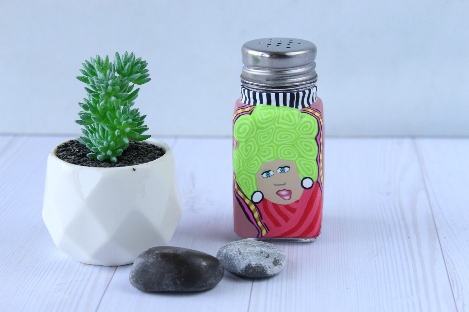 Funky Colorful Lady Salt Shaker Etsy