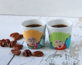 Set of 2 Funny & Cute Espresso Cups - Vibrant Delights