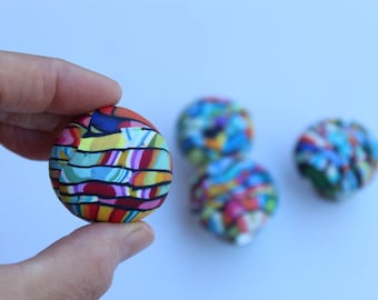 Colorful Polymer Clay Drawer Knobs , Decorative Cabinet Pulls Set , 4 Knobs for Cabinets