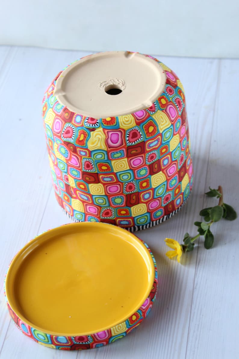 Colorful Indoor Plant Pot With Drainage Plate
