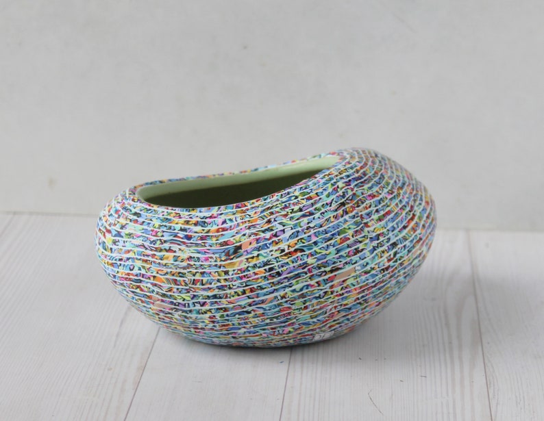 Colorful Pebble Shape Indoor Planter Medium Size, Drainage Hole image 8