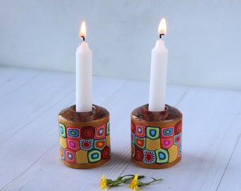 Bright and Vibrant Shabbat Candlesticks
