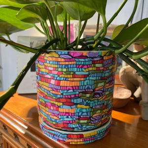 Vibrant Plant Pot, Polymer Clay Planter with Drainage, Vibrant Indoor Planter, Housewarming Gift