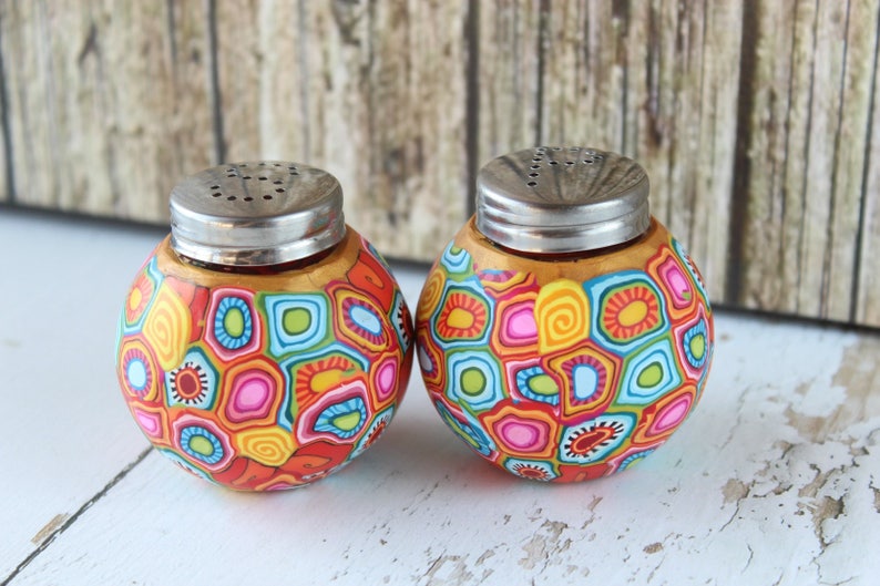 Unique colorful salt and pepper set