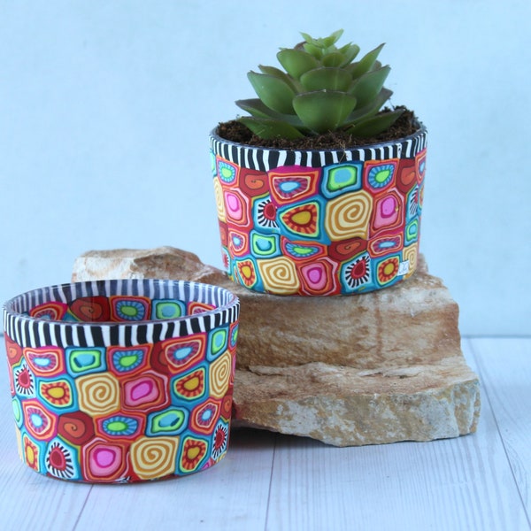 Two Small Colorful Bright and Vibrant Succulent Planters