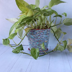Multicolor Flower Pot with Coaster, Handmade Indoor Planter, Perfect Housewarming Gift for Plant Enthusiasts