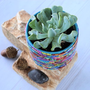 Colorful Indoor Mini Planter, Bright and Vibrant Statement Small Pot image 7