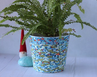 Handmade Indoor Plant Pot - Teal, Green and Orange Planter