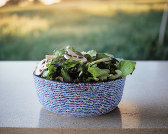 Salad Serving Bowl - Colorful Glass Coated with Polymer Clay