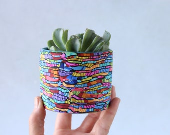 Colorful Indoor Mini Planter, Bright and Vibrant Statement Small Pot