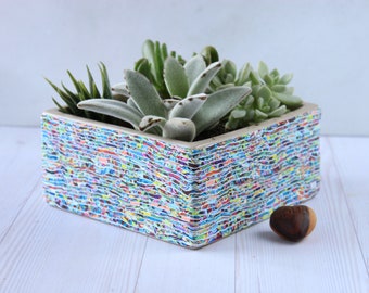 Colorful Large Square Planter for Indoor Succulents