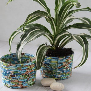 Handmade Small Succulent Planters Set of 2 Bright Pots image 7
