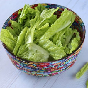 Kleurrijke salade serveerschaal van glas bedekt met polymeerklei afbeelding 6