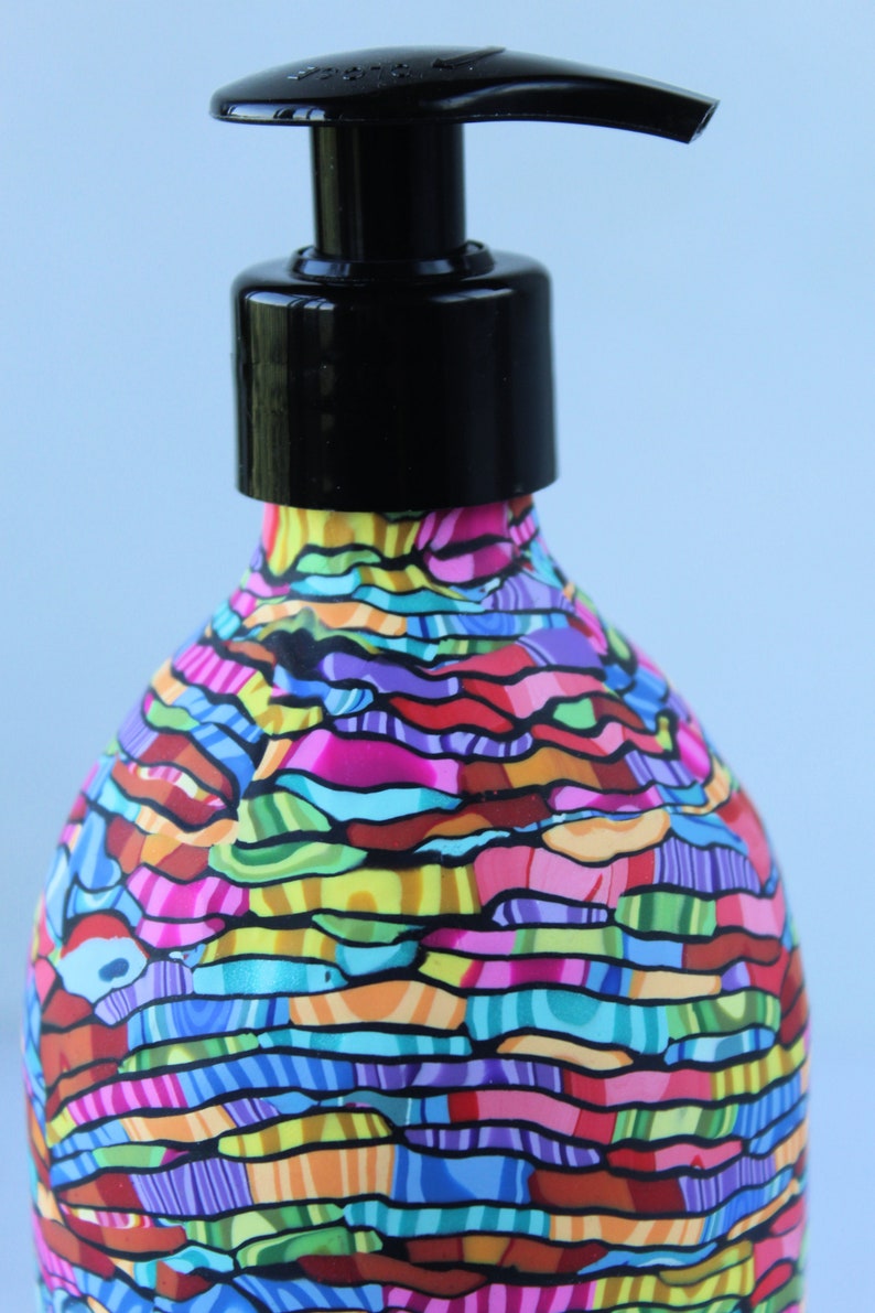Colorful Abstract Liquid Soap Dispenser, 500ml Hand Soap Push Pump Bottle, Kitchen and Bathroom Accessories