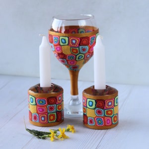 Kiddush Cup, Double Sided Candle Holders, Shabbat Table Setting, Jewish Gift
