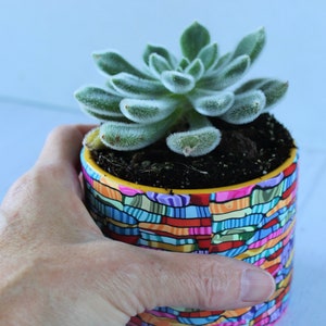 Colorful Indoor Mini Planter, Bright and Vibrant Statement Small Pot Yellow