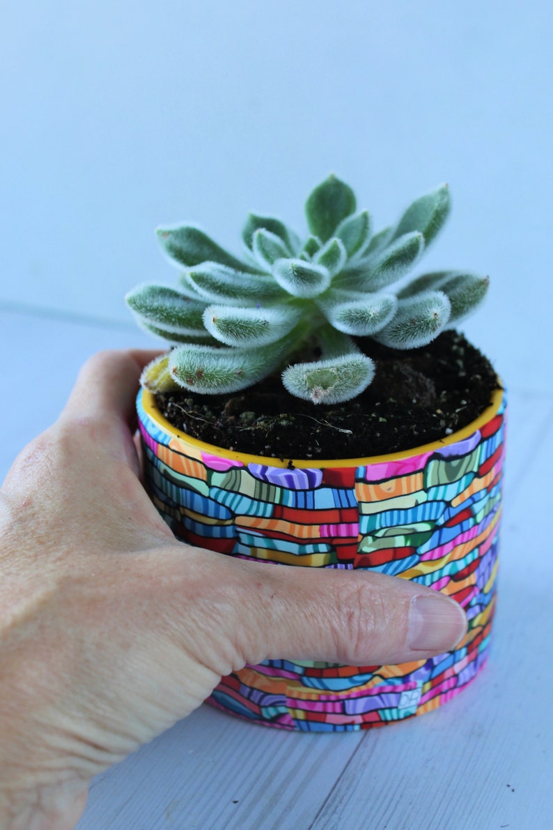 Colorful Indoor Mini Planter, Bright and Vibrant Statement Small Pot Yellow