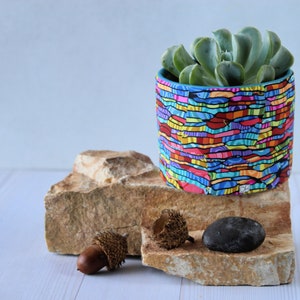 Colorful Indoor Mini Planter, Bright and Vibrant Statement Small Pot image 4