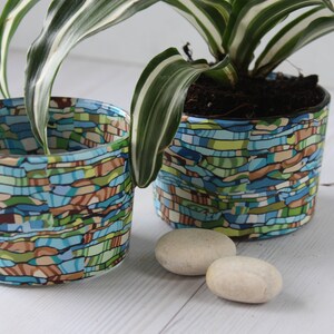 Handmade Small Succulent Planters Set of 2 Bright Pots image 9