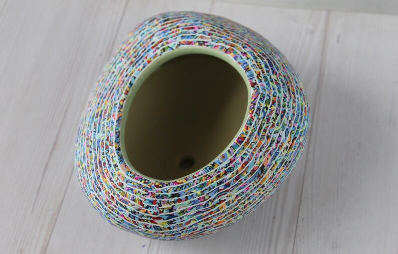 Colorful Pebble Shape Indoor Planter Medium Size, Drainage Hole image 9