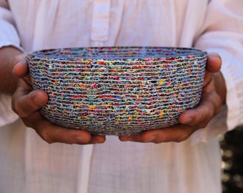 Salad Serving Bowl - Colorful Glass Coated with Polymer Clay