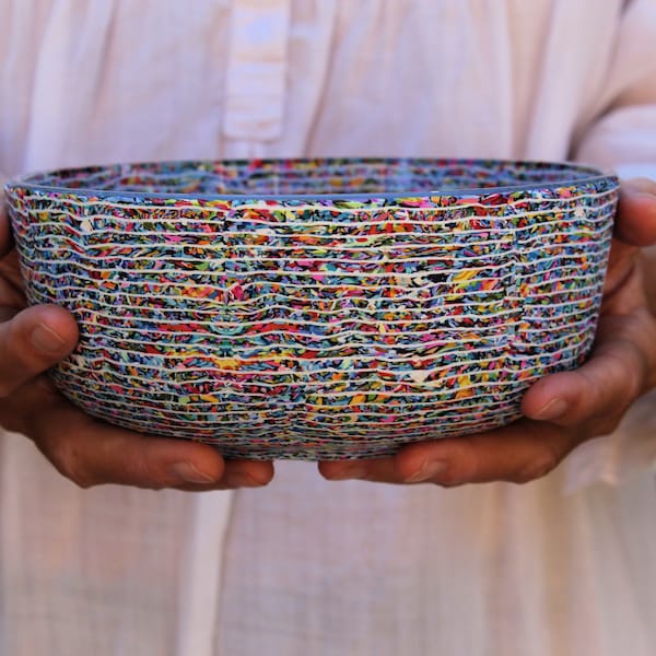Salad Serving Bowl - Colorful Glass Coated with Polymer Clay