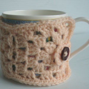 Mug Cosy, Coffee Cup Cosy, Granny Square Cosy, Peach Mug Cosy, Cup Cosy, Crochet Mug Cosy image 1