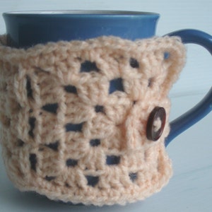 Mug Cosy, Coffee Cup Cosy, Granny Square Cosy, Peach Mug Cosy, Cup Cosy, Crochet Mug Cosy image 2