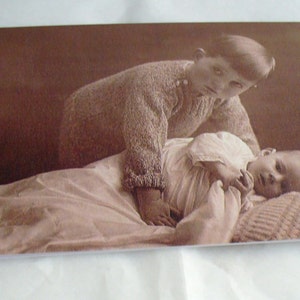 Young Boy und Baby Grüße Blankokarten mit Vintage Bilder neue baby Grenze Farbwahl