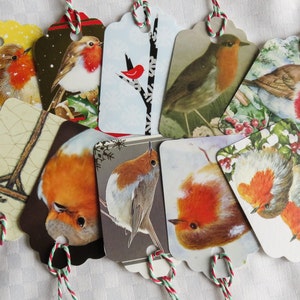 Upcycled Christmas Gift Tags, Set of 10 strung gift tags, Holiday Gift Tags, Parcel Tags image 4