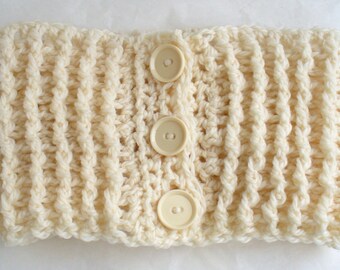 Chunky Cream Neckwarmer Crochet Scarf Unisex