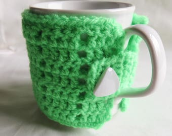 Mug Cosy, Coffee Cup Cosy, Green Mug Cosy, Cup Cosy, Crochet Mug Cosy