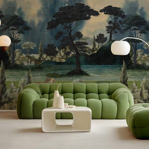 Dark Academia Wallpaper | Moody Forest Wall Art | Vintage Botanical Accent Wall for Study, Library & Bedroom