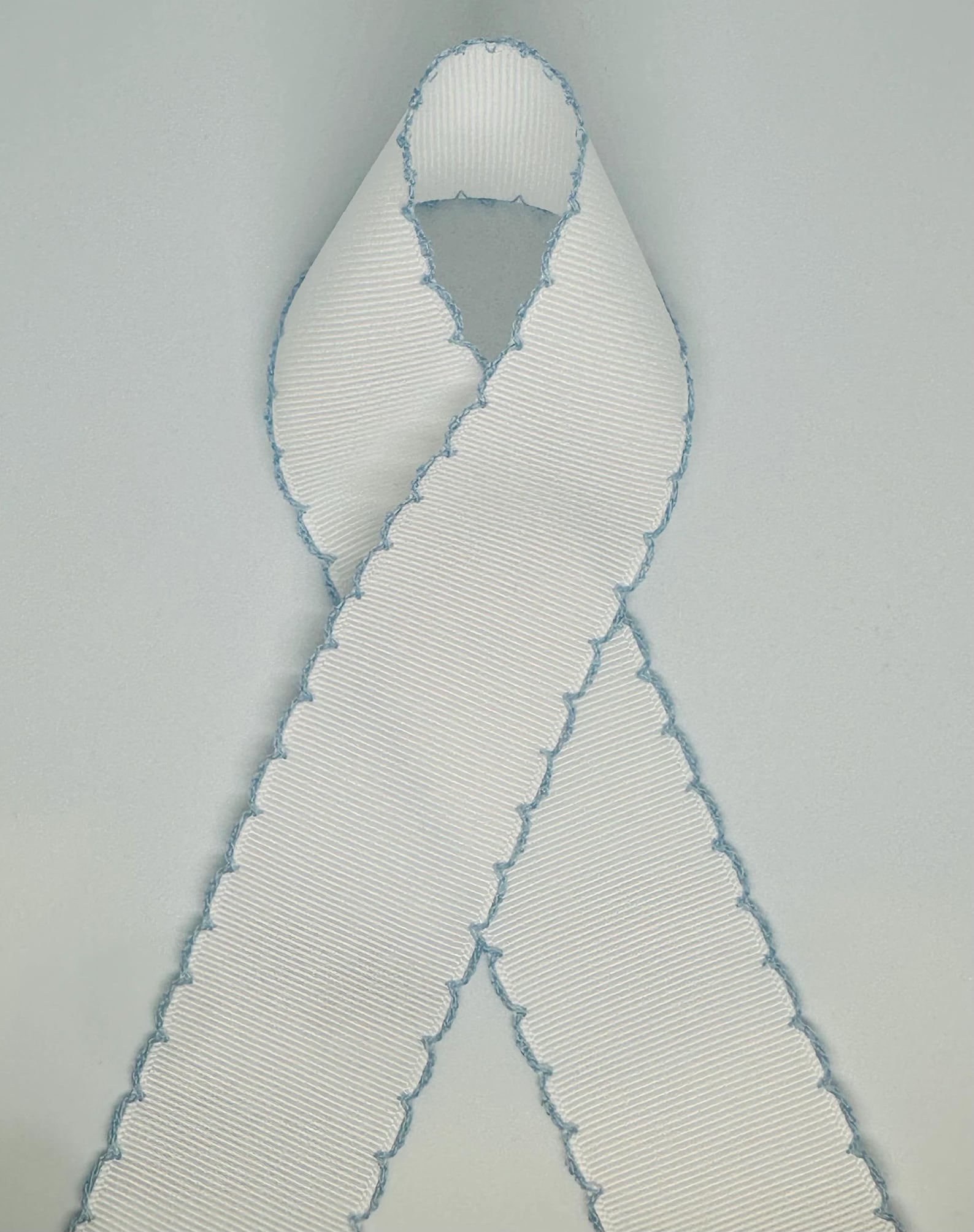 White Grosgrain Ribbon With Light Blue Moonstitch Edge, 1.5 Inch Moon ...