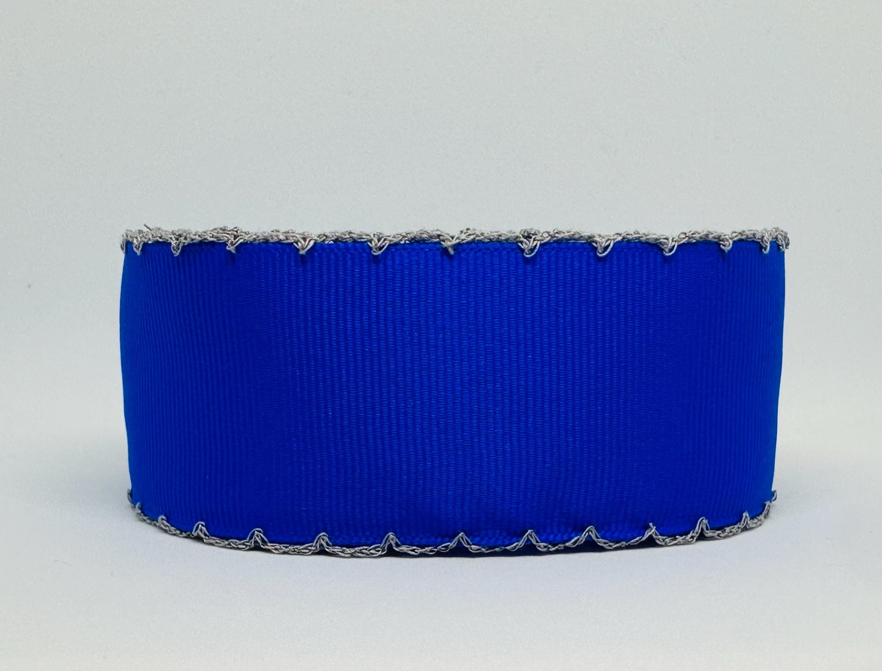 Royal Blue Grosgrain Ribbon With Gray Moonstitch Edge, 1.5 or 2.25 Inch ...
