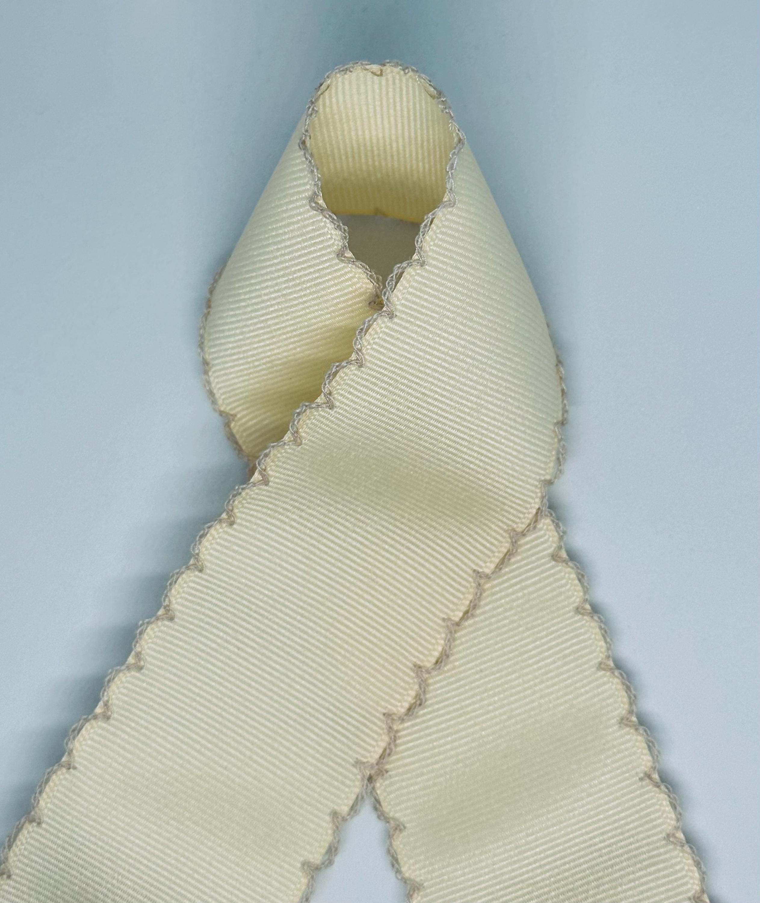 Ivory Grosgrain Ribbon With Ivory Cream Moonstitch Edge, 1.5 or 2.25 ...