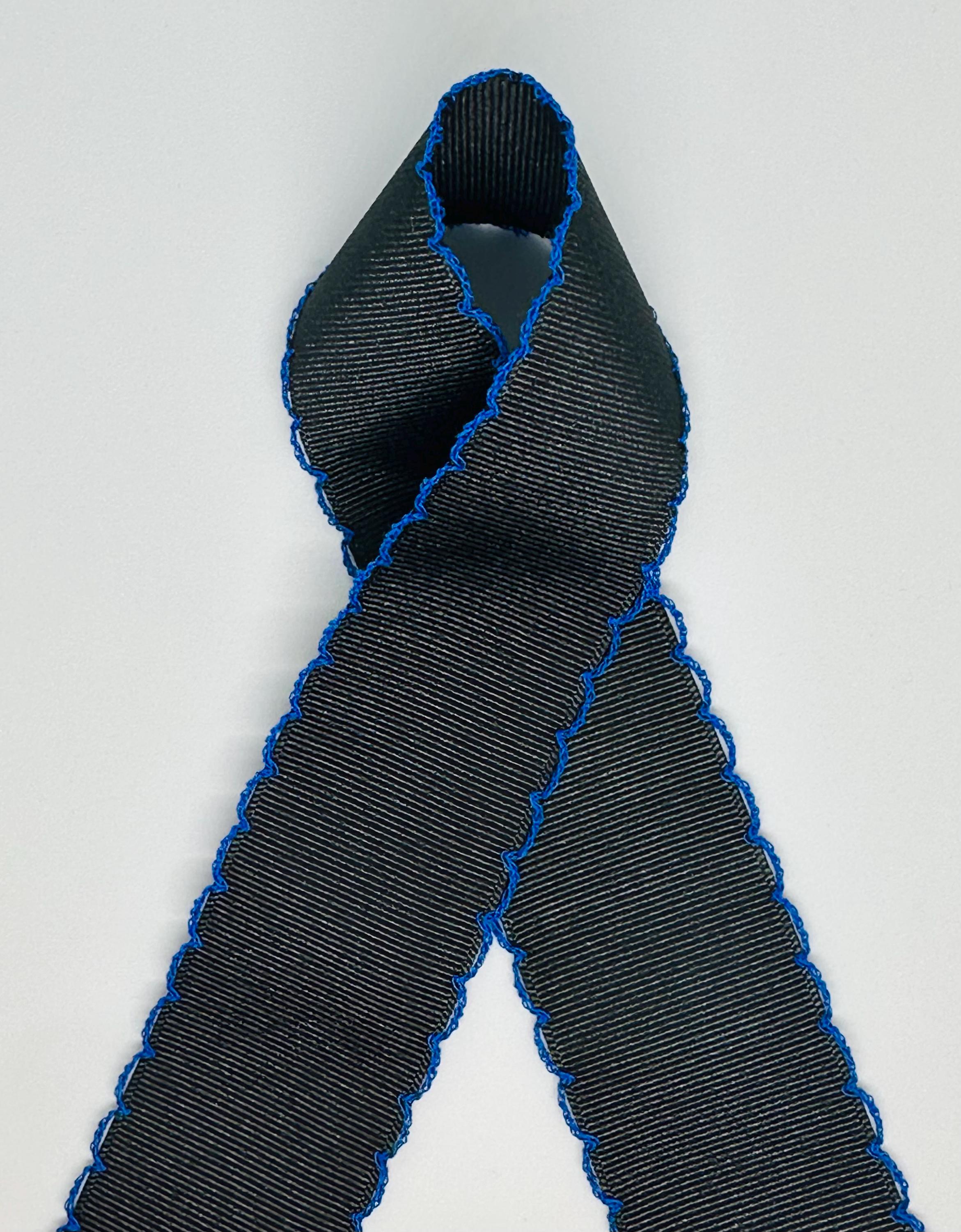 Black Grosgrain Ribbon With Royal Blue Moonstitch Edge, 1.5 or 2.25 ...