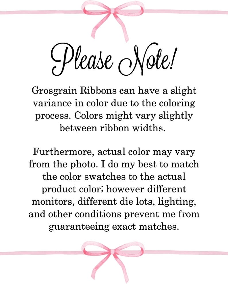 Pink Ribbon Notes Design Light Pink Grosgrain Ribbon With Kelly Green Moonstitch Edge, 1.5 or 2. ...