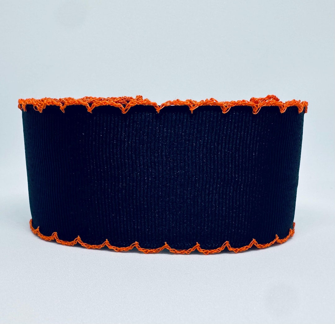 Navy Grosgrain Ribbon With Orange Moonstitch Edge, 1.5 or 2.25 Inch ...