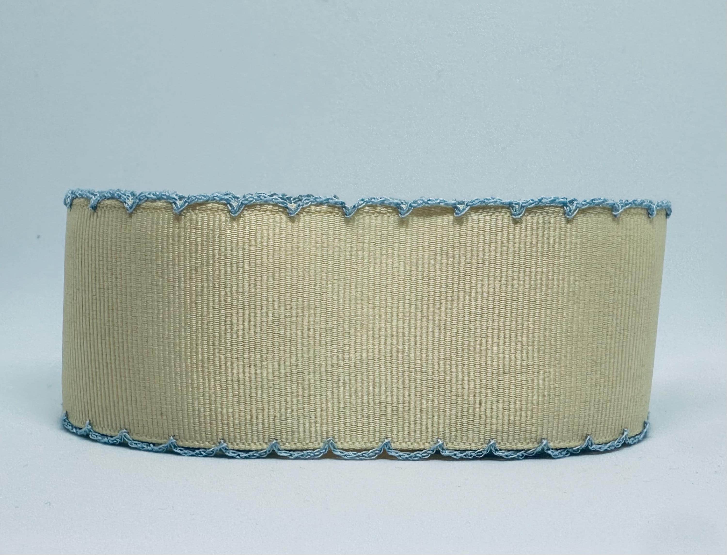 Ivory Grosgrain Ribbon With Light Blue Moonstitch Edge, 1.5 2.25 Inch ...