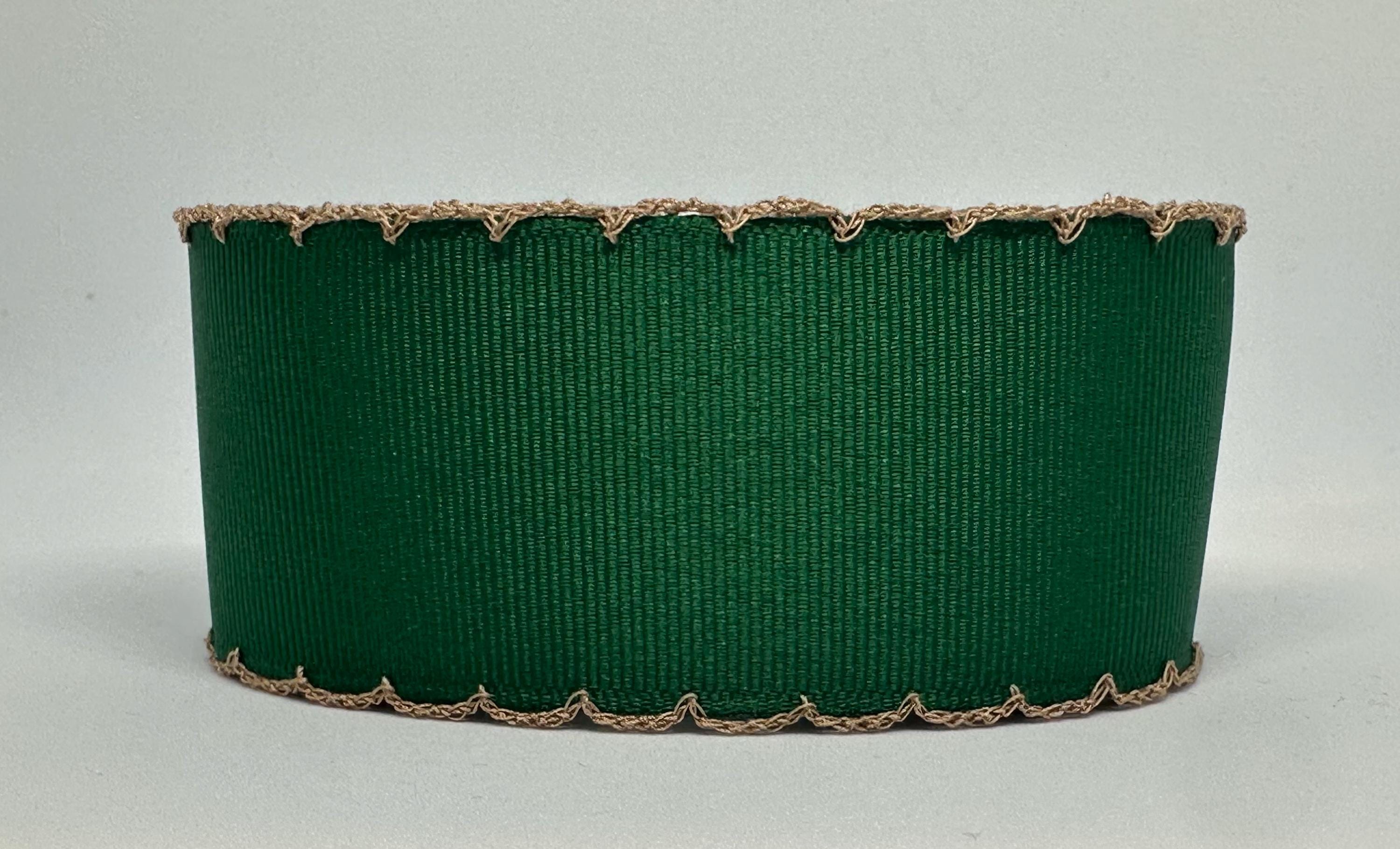 Hunter Strong Ribbon Hunter Grosgrain Ribbon With Khaki Tan Moonstitch Edge, 1.5 or 2.25 ...