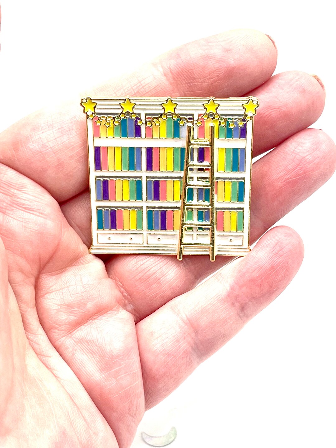 Library Book Pin Starry Bookcase Library Rainbow Pin Badge for Book Lovers - Etsy