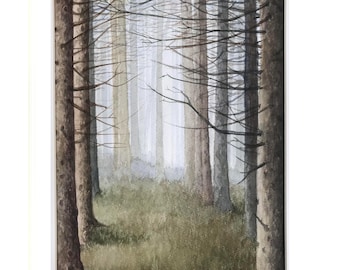 SALE! Piney Woods - pine forest ORIGINAL Handcrafted landscape Painting,serene,quiet atmosphere