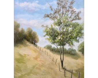 Over the Hill - rural country landscape print from original oil painting