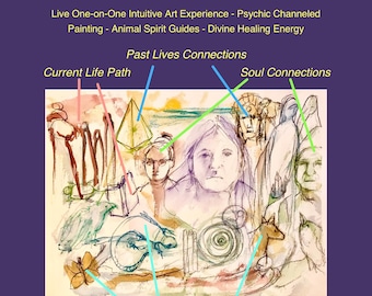 Retrato de Arte Visionária: Experiência de Arte Intuitiva Individual ao Vivo - Pintura Psíquica Canalizada - Guia Espiritual Animal - Leitura de Energia Curativa