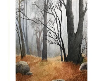 Morning Walk -morning forest ORIGINAL Handcrafted landscape Painting,serene,quiet atmosphere