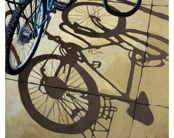 Bicycle Shadow city street print from my original realistic still life painting