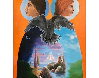 Creation of Twilight" - ORIGINAL Handcrafted Painting, Spiritual, Channeled, Metaphysical  Art, Environmental save the Planet-NO AI