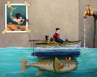 Anyfin Is Possible - Fisherman toy boat and Mermaid whimsical storyteller still life